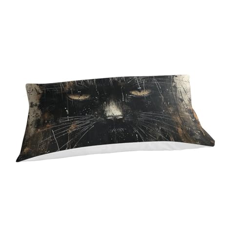Housse de couette chat coloré parure de lit 135x200 microfibre 2 pièces single - 3