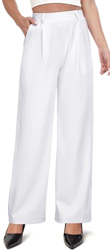 Image of IUGA Dress Pants Women Stretchy Wide Leg Work Pants Business Casual Outfits | Teacher Outfits for Women, Work Clothes, Trousers, Slacks, High Waisted, Pull on, Comfy, Office, Travel, Interview