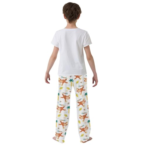 ZZXXB Monkey Tropical Tree Boys Long Pants Soft Trousers Elastic Waist Kids Lounge Bottoms with Pockets S-XL3