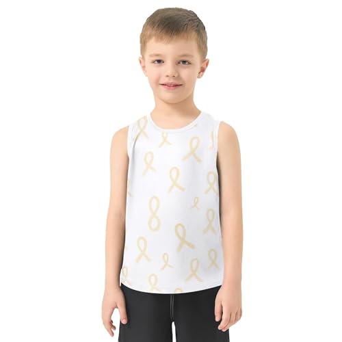 JUNZAN Yellow Awareness Ribbon Tank Tops for Boys Sleeveless Casual Vest Tees Beach Casual Clothes for Running Golf Hiking 3T2