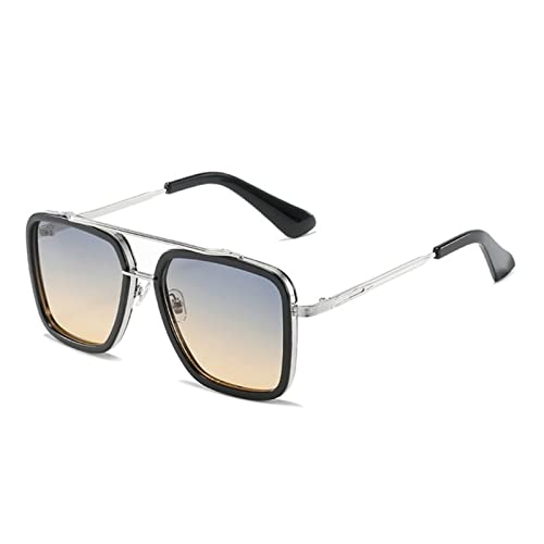 Lunettes de soleil à grande monture carrée en métal pour homme femme ombrage soleil