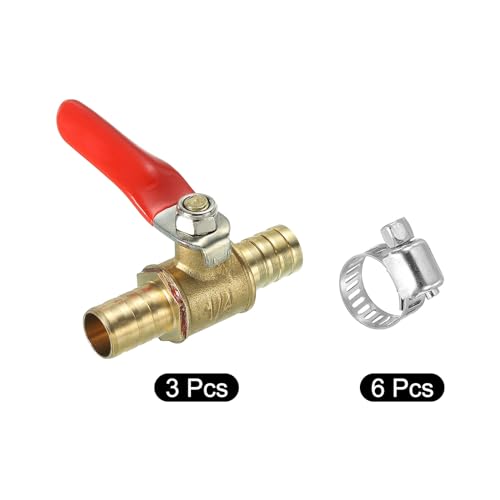 Mini válvula de bola de 3/8 pulgadas e interruptor de cierre de latón con abrazadera, 3 uds 4