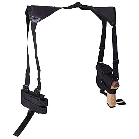 Shoulder Holster, Tactical Concealed Carry 1911 Shoulder Holsters for Pistols, Adjustable Vertical Gun Holster with Double Magazine Pouch Black Cover