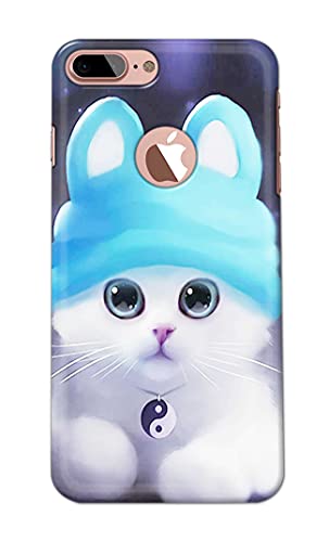 Image of Chinese Cutie Kitten Cat Big Eyes Lovely Girl Ears Hard Back Case Cover for iPhone 7 Plus Logo (5.5 inch) / iPhone 8 Plus Logo (5.5 inch), A1784, A1661 Back Cover -(J5) VNS2221