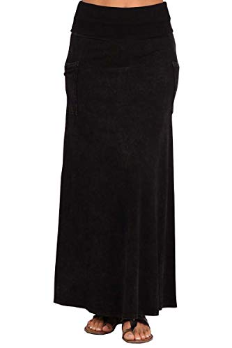 HEYHUN Womens Casual Tie Dye Solid Boho Hippie Long Maxi Skirt w Lace Detail S-3XL2