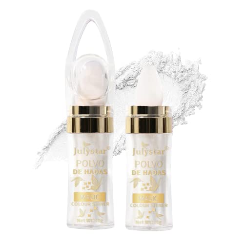 Polvo De Hadas Face Powder, Sayingart Shimmer Face And Body Highlighter Glitter Stick Makeup,Three-Dimensional Glitter Face Blusher High Gloss Fairy Sparkle Patting Gel Hair Eye Lip Dust - White #TOP22