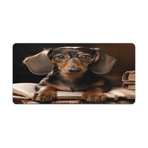 Tapete para escritorio Dachshund Book goma antideslizante grande
