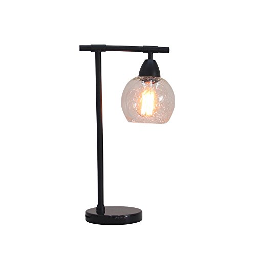 Cory Martin W-1560BLK Table Lamp, 18, Black (Metal)/ Black (Marble) & Clear (Glass)