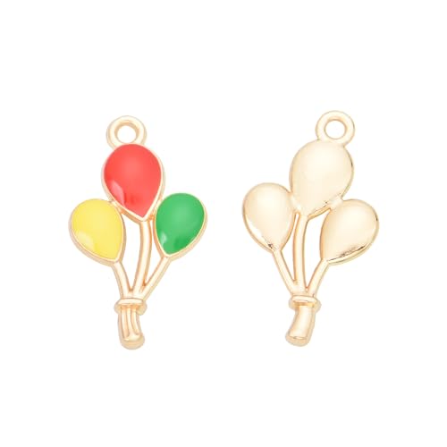Image of Pack of 80 Balloons Mod.2 Enamel Charms Gold Plated Colored Pendants Hawaii Style Accessories for Necklace Bracelet Jewelry Making DIY Crafting
