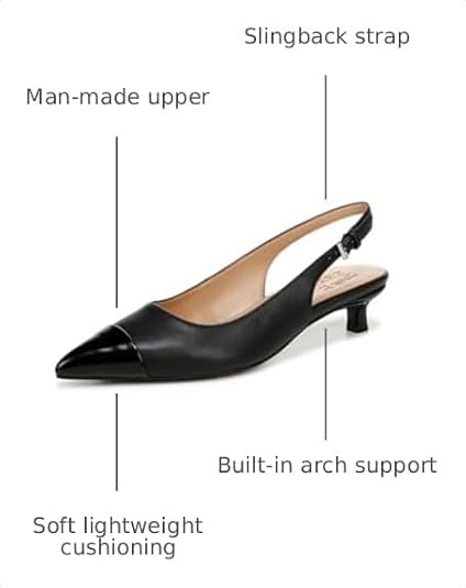Naturalizer Womens Gazing Cap Toe Slingback Kitten Heel