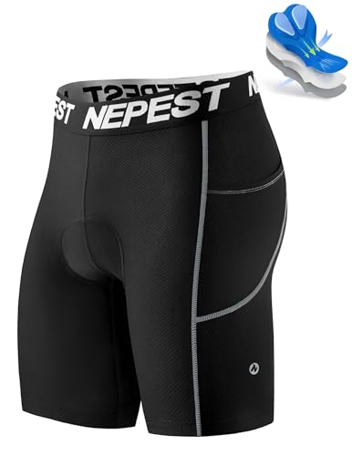 Image of Nepest Cycling Underwear for Men Bike Shorts 4D Padded Road Biking Bicycle Biker MTB Liner Padding Shorts with Pockets