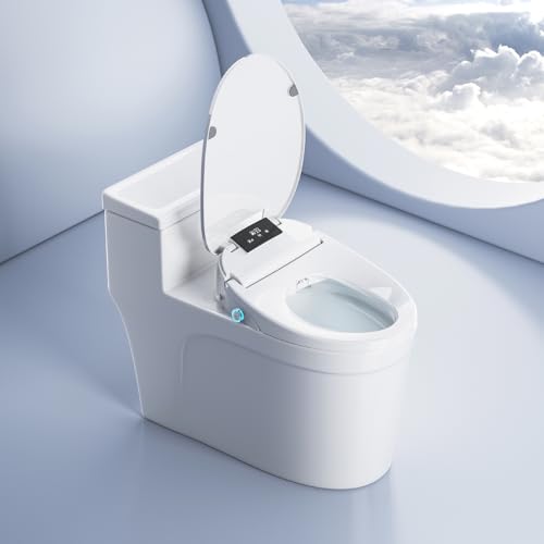 Electric Bidet Toilet Seat Elongated, Heated Toilet Seat, Instant Warm Water, Warm Air Dryer, Rear Feminine and Oscillating Washing, Wireless Remote, Night Light, Slow Close Lid, LED Display