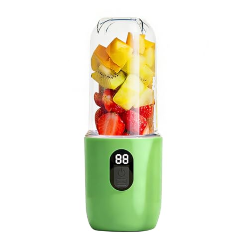 Tnfeeon Licuadora Personal Inalámbrica Recargable por USB, Color Verde Claro, 20800 RPM, con Cortador de Acero Inoxidable, para el Hogar, Viajes, Oficina, Cocina, Licuadora Portátil de 500 Ml