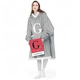 Picture of Wearable Blanket Hoodie with Letter A-Z - Oversized Sweatshirt Blanket Hooded Monogrammed Personalized Gifts for Women Girlfriend Sister, Grey, Initial G