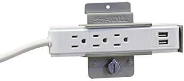 Power Strip Outlet and USB Slatwall Bracket Set