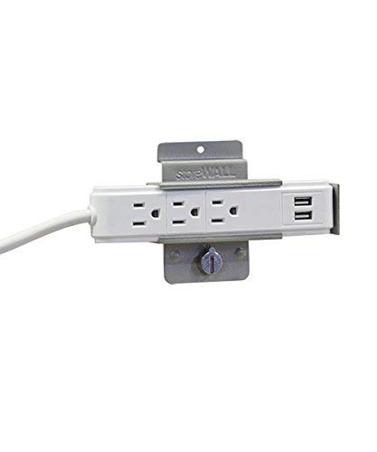 Power Strip Outlet and USB Slatwall Bracket Set