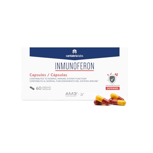 Cantabria Labs Inmunoferon Cápsulas 60 unidades – Complemento Alimenticio para las defensas– Con AM3® y Zinc, ingrediente que contribuye al normal funcionamiento del sistema inmune
