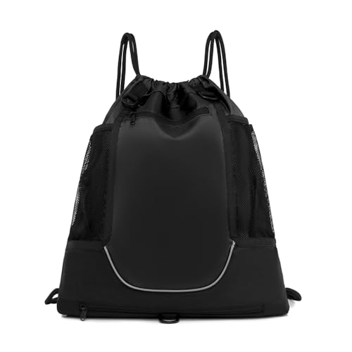 POFET Drawstring Basketball Backpack for Boys Girls Foldable Football Volleyball Bag Sports Sack with Detachable Ball Mesh Bag for Gym Baseball And Yoga