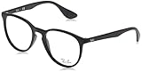 Ray-Ban Women's RX7046 Erika Rectangular Prescription Eyeglass Frames, Rubber Black/Demo Lens, 51 mm