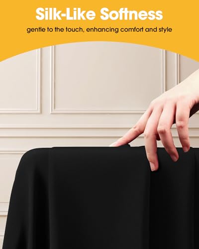 Image of Niuara Black Polyester Table Cloth, 6 Pack, 60 x 84 in | Rectangle, 5 ft Tables, Washable, Wrinkle Resistant, Weddings Parties