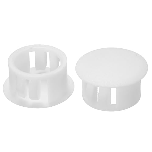 Image of PATIKIL Hole Plugs Plastic, 100 Pcs 16mm(5 /8 inch) Screw Bumper Hole Plug Flush Snap Type Round Hole Cover Caps for Round Holes Cabinet Furniture Kitchen, White