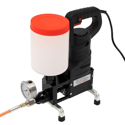 110V 1100W High Pressure Grouting Machine, 7111 PSI Electric Grout Pump with 1.32 Gallon Tank, 15.75ft Hose & Gun for Concrete Crack Repair, Leak Sealing