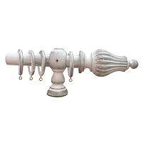 Bastone Per Tende In Legno Massello 29 Mm Con 2 Staffe - Asta Singola Senza Anelli - Lunghezza 160 Cm - Per Soggiorno E Cucina