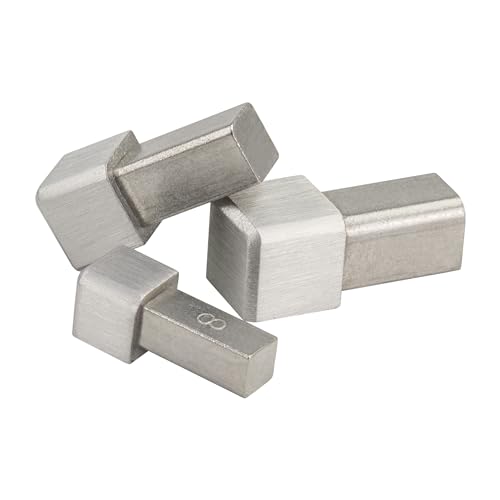 Extremo para riel de azulejos, perfil cuadrado, esquina V2A, acero inoxidable cepillado, altura 8 mm, 10 mm, 11 mm, esquina interior y exterior, perfil de azulejos (10 mm)