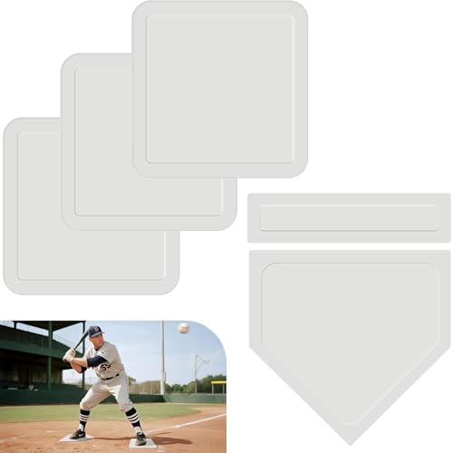 YAKESD 5-Piece Baseball & Softball Base Set with Pitching Mount, Professional-Grade Throw Down Rubber Bases for Indoor & Outdoor Practice in Baseball, Softball, and Kickball