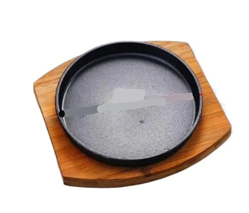 XIUsheUA Placa de hierro para filetes Plato redondo de hierro for el hogar, plato for barbacoa coreana, for filete frito, for parrilla Teppanyaki fundido antiadherente(20x H2cm)