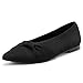 Voviggiw Fashion Women Flats Lightweight Pointed Toe Ballet Flats with Bow Comfortable Knit Dressy Flats Casual for Work Office Black Size 42