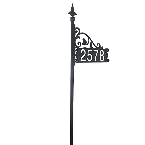 Address America Boardwalk Home Address Yard Sign With Customized House Number Plate - High Visibility, Handcrafted, Double-Sided, Reflective - 47” Post - As #TOP2