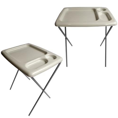 Image of Folding TV Tray Table, Portable, Sturdy, Gray (Set of 2)