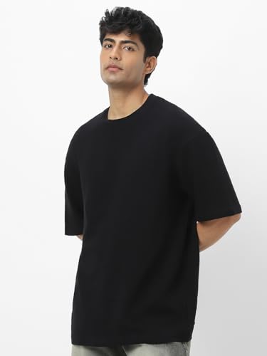 Image of Urbano Fashion Men's Solid Round Neck Oversized Half Sleeve Cotton T-Shirt