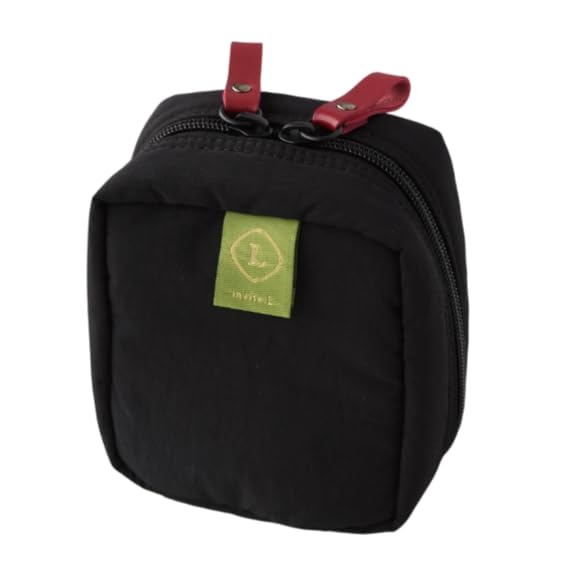 Invite.L Small Stand Up Compact Cosmetic Bag Organized Pockets Korean Beauty Case Portable Makeup Pouch Toiletry Storage Work Essentials Elegant (Black) - Main Image