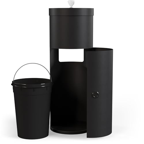 Image of Wipex Matte Black Wet Wipe Dispenser with Trash Bin: Durable Steel & Premium Silicone Port, Floor Stand for Gym Wipes - Fits Sanitizing Refill Rolls, Perfect for Schools, Fitness, & Public Facilities