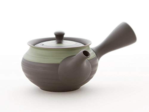 UKOU Japanische Tee-Kanne Kyusu 360 ml. Integriertes Tee-Sieb, Edelstahl. Echter Tokoname-Ton Cover