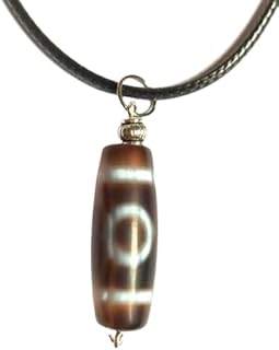 قلادة حجر عقيق التبيت الطبيعي النادر (العين) - حجر طبيعي تماما مناسب جدا لصدد الحسد والأذى ومميز في سحب الطاقة الخبية من الجسم - للجنسين