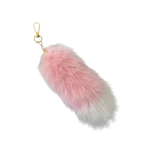 [Vailaipupy] しっぽ キーホルダー ミニ 尻尾 [20cm～40cm他サイズ選択可] カラーしっぽ ファー カラフル 狐のしっぽ ファーチャーム フェイクファー 軽量 可愛い ふわふわ 鍵 飾り バッグチャーム アクセサリー 誕生日 プレゼント