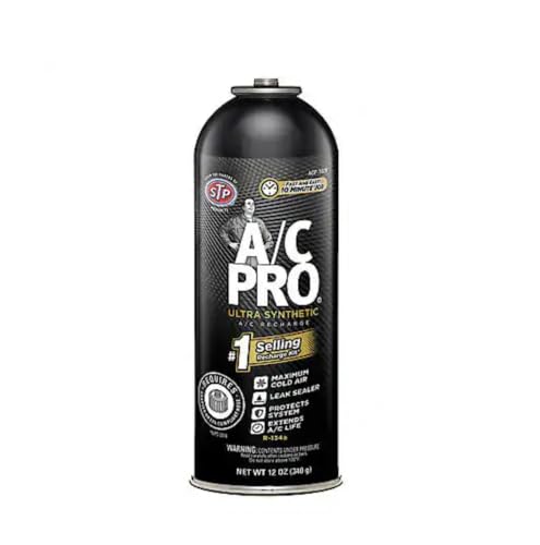 A*C- PRO ACP102V REFRIG with Stop Leak Formula, Seals & Extends A/C Life, 12 oz. with Stop Leak Formula, Seals & Extends A/C Life, Qty 1 Made in The USA. for Diesel & Gas Vehicles