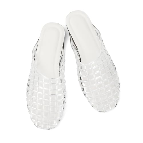 Women's Red Jelly Mesh Slides, Comfortable Flat Slip On Sandals, Casual Summer Beach Slippers3
