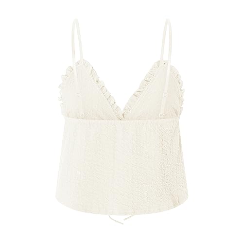Mxiqqpltky Women Y2K Ruched Camisole Sleeveless Spaghetti Straps V Neck Cami Tops Summer Cute Bow Flowy Tank Tops Streetwear4