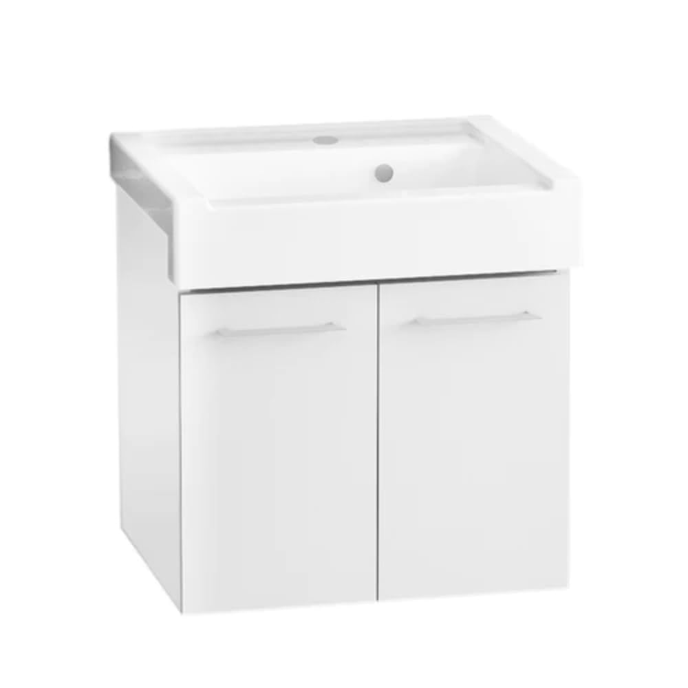 Mobile Lavatoio Sospeso Con Lavabo In Ceramica 2 Ante Bianco Classico - Lxp 60X50 Cm - 4