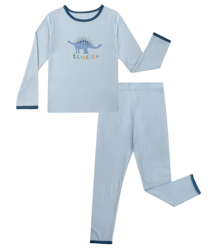 LACOFIA Pigiama Bambino Cotone 2 Pezzi Comodi Pigiami Set Abbigliamento da Notte a Maniche Lunghe Bimbo Dinosauro Blu...