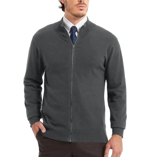 Kelsiop Cardigan en tricot pour homme avec fermeture éclair veste côtelée