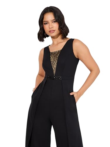 Image of Miss Chase Women's Self Design Cut-Out Georgette Jumpsuit