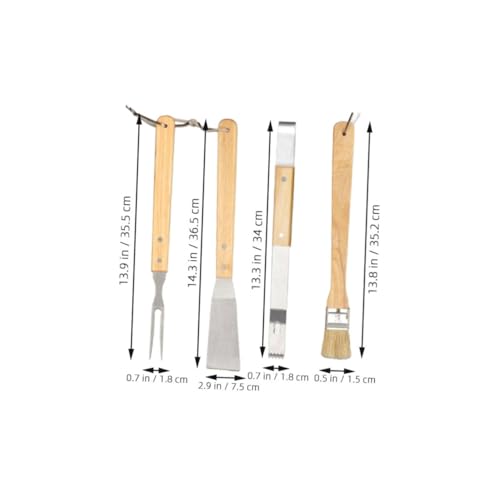 Kit para Parrilla 10 piezas acero inoxidable con mango de madera miniatura 2