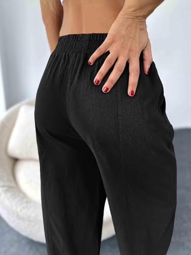 Cicy Bell Women's Summer High Waisted Baggy Pants Casual Cotton Harem Capris Slacks with Pockets2