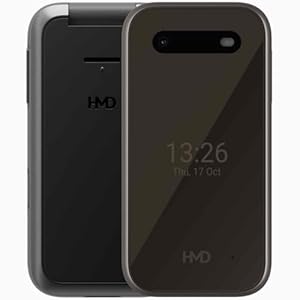 HMD 2660 Flip mobiele telefoon met 2,8 inch LCD-scherm, dual-sim, 4G LTE-connectiviteit, 64 GB opslag, vingerafdrukherkenning, 1450 mAh batterij, USB Type-C, zwart