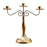 BinZyronic ゴールド マルチアームキャンドルホルダー 鉄製 テーパースタンド 3本腕 家庭 飾り ギフト用 (3本の腕を持つゴールド)